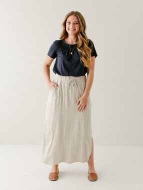 Winslet' Waist Tie Maxi Skirt In Natural